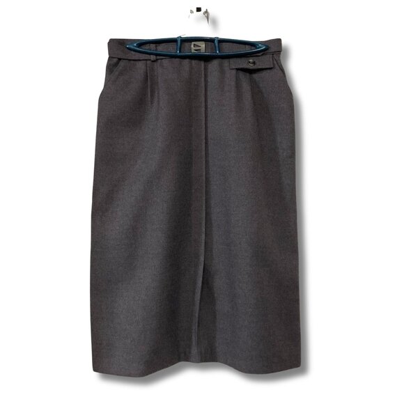 IMAGINE ME! Vintage grey a-line pencil skirt ~ SMALL MEDIUM business suit skirt - Picture 1 of 13